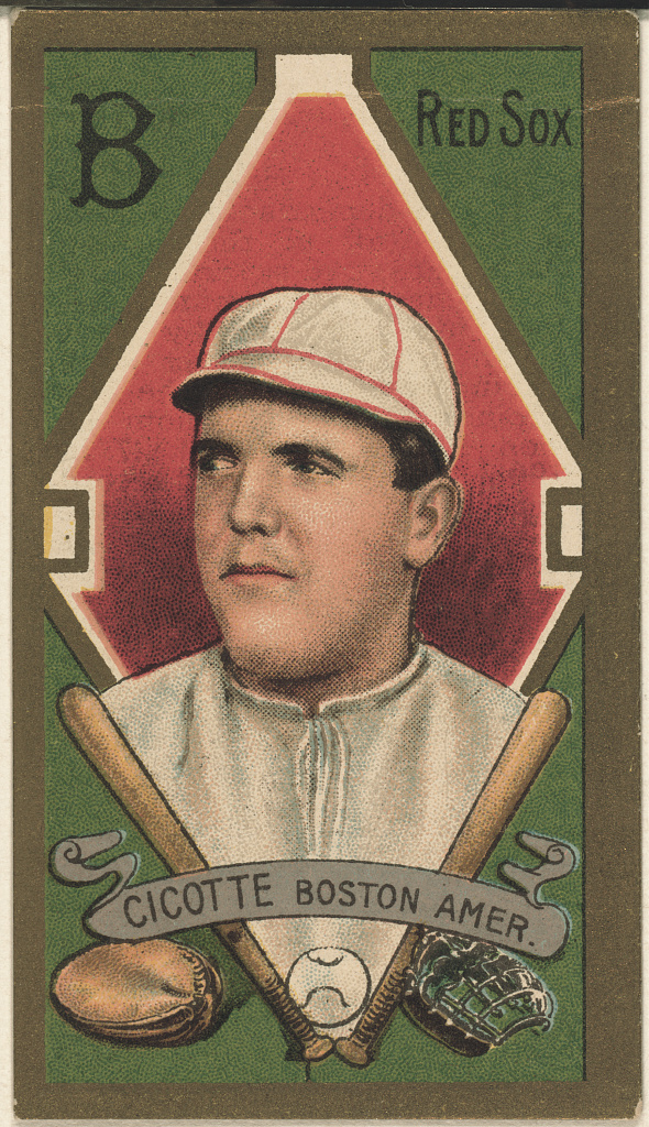A baseball card portrait of Eddie Cicotte.